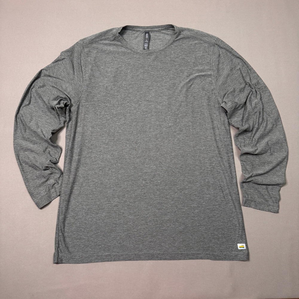 Vuori Mens Long Sleeve Strato Tech Tee Charcoal Gray Heather XL